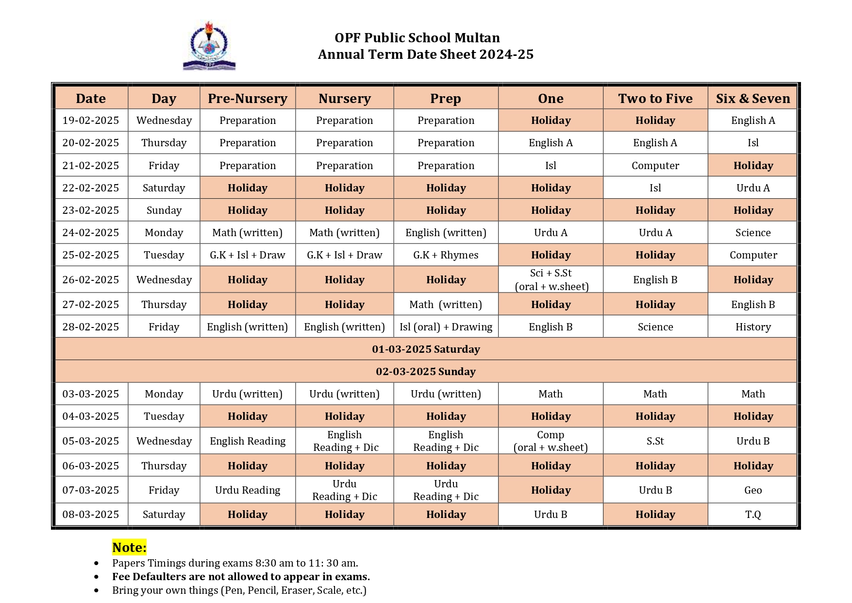 Annual Term Examination 2024-25